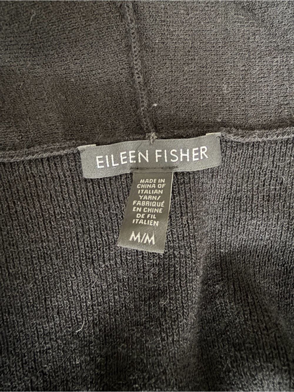 Eileen Fisher Black Wool Long Open-Front Long Sleeve Cardigan Size M - Picture 9 of 11